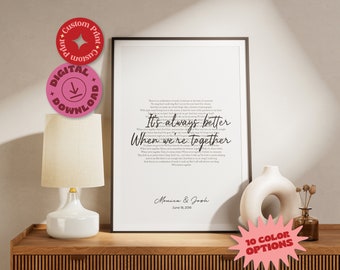 Personalisierter Lyrischer Druck, Hochzeitslied Kunst, Geschenkideen für den ersten Tanz Jahrestag, Individuell druckbares Hochzeitsgeschenk, Benutzerdefinierte Songtexte Wandkunst