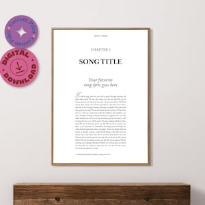 Custom Song Lyric Poster: Book Page Style (Digital Download)