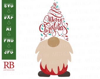 Merry Christmas Gnome SVG/DXF/PNG/Jpeg/Ai, For Cricut Design, Santa Gnome Svg, Digital Silhouette File, Kids Funny Christmas Shirt Svg