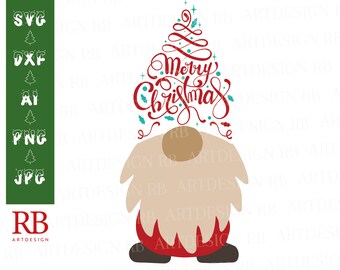 Christmas Gnome SVG: Santa Shirt Design, Cricut Silhouette File (Digital)
