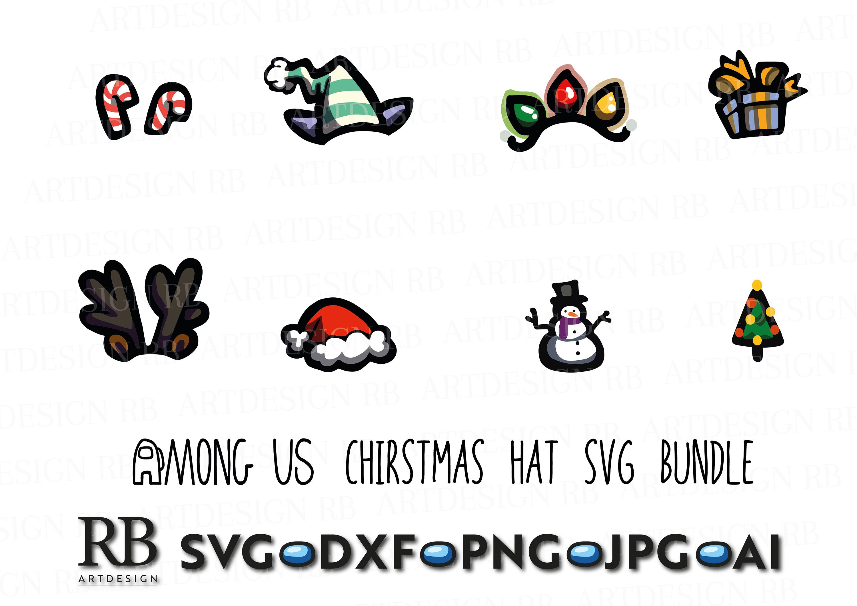 Download Among Us Christmas Hats Bundle SVG/DXF/PNG/Jpeg/Ai Digital ...