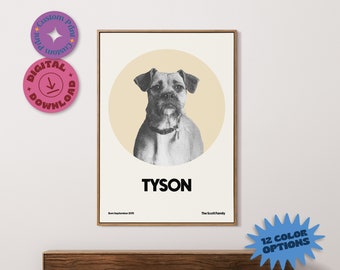 Aangepaste poster huisdierportret: minimalistische honden- of kattenkunst (digitale download)