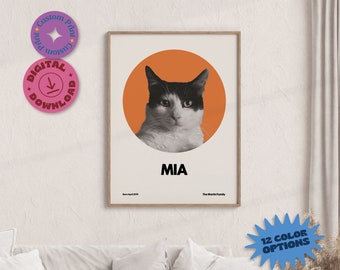 Aangepaste poster huisdierportret: minimalistische katten- of hondenkunst (digitale download)