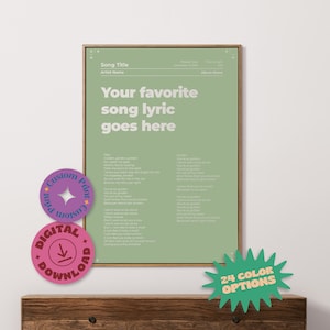 Custom Song Lyric Poster: Swiss Style Wall Art (Digital Download)