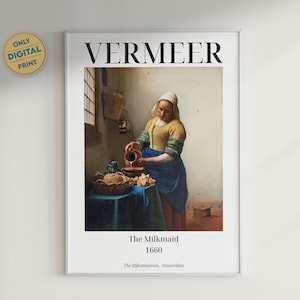 Johannes Vermeer The Milkmaid Digital Print, 17th-Century, Baroque Era Art, Exhibition Poster, Museum Poster, Printable Wall Art, Home Decor