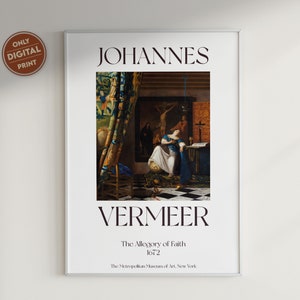 Johannes Vermeer The Allegory of Faith Digital Print, 17th Century Baroque Era Art, Exhibition Poster, Museum Poster, Printable Wall Art