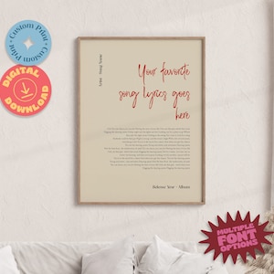 Custom Song Lyric Print: Personalized Music Poster (Digital Download)