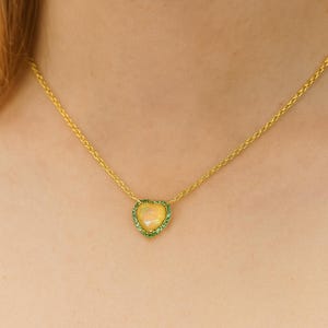 Ethiopian Opal Heart Pendant Necklace: Gold, Oxidized, or Sterling Silver