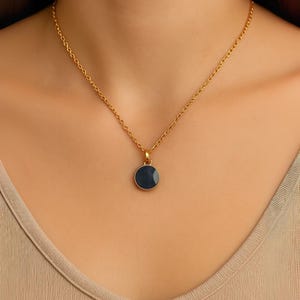Blue Sapphire Oval Pendant Necklace, 14K Gold September Birthstone Pendant, Minimal Dainty Jewelry for Women, Simple Pendant Gift for Her