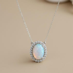 Ethiopian Opal Floral Pendant Necklace Handmade 925 Sterling Silver October Birthstone Delicate Necklace Everyday Jewelry Gift for Women