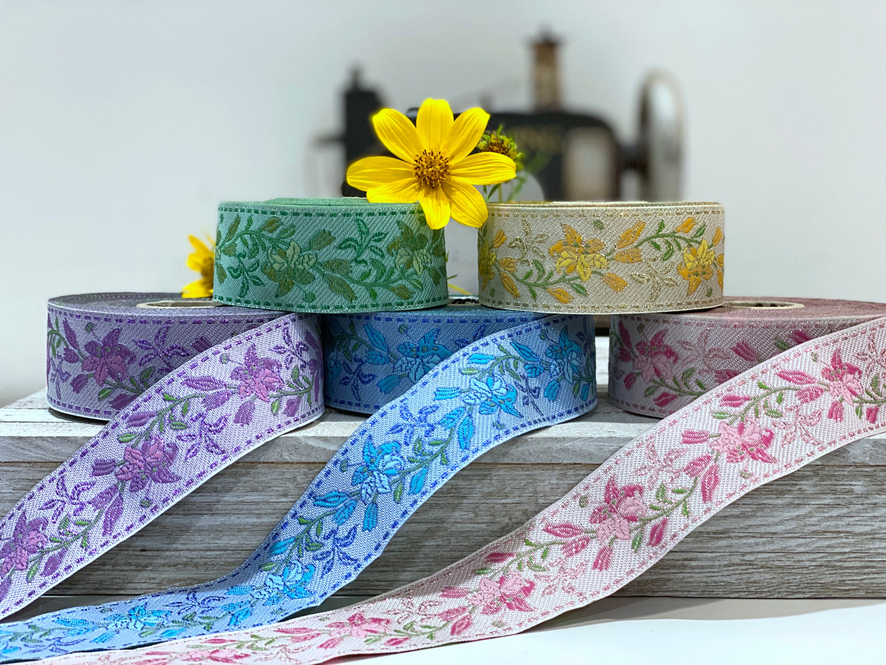 Jacquard ribbon 1 1/4'' Jacquard metallic ribbon Etsy