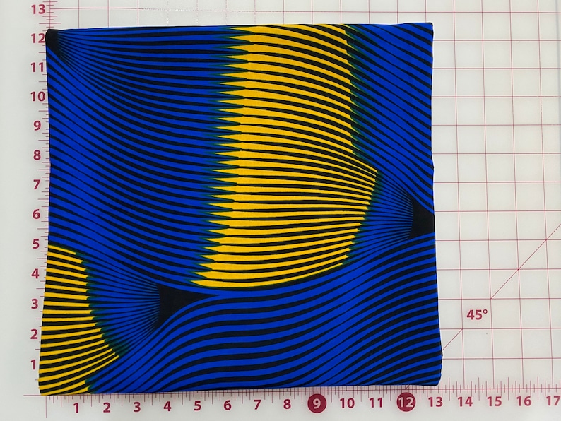 African Wax Fabric \u2022 Blue and Yellow African Print Fabric \u2022 Sold by the Yard
