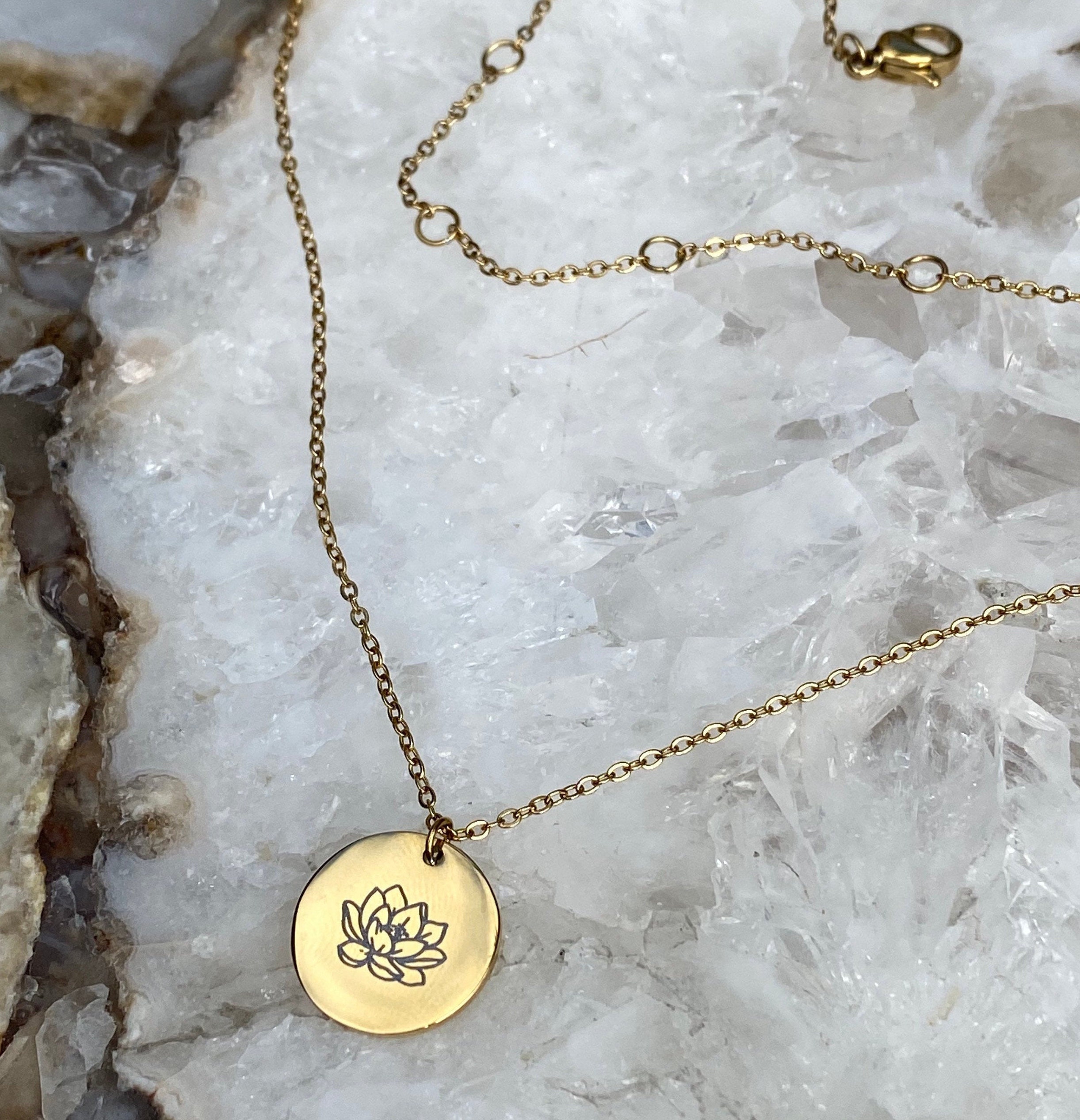 Gold Filled Charm Necklace / Delicate Gold Necklace / Engraved Etsy