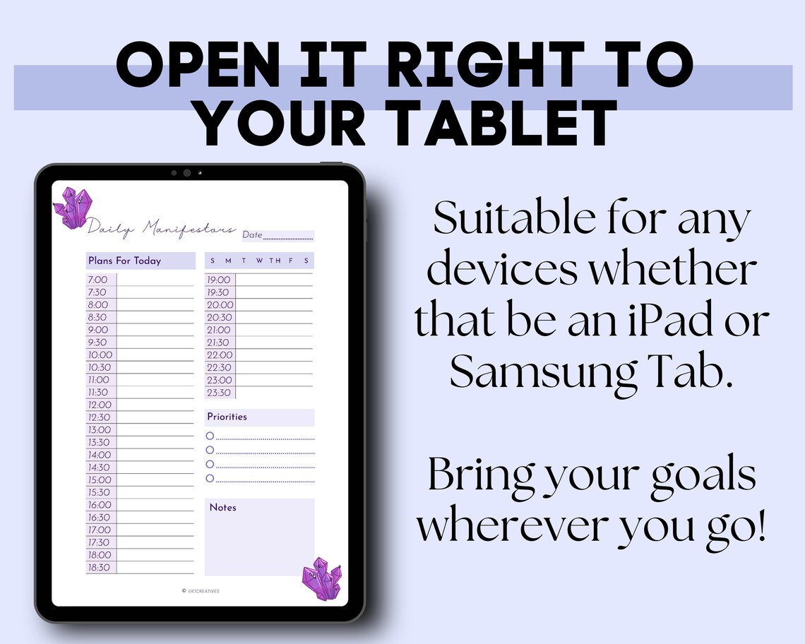 Indigo Daily Planner Printable Digital Download Daily Planner Daily to