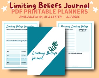 Limiting beliefs journal printables | shadow work journal | manifesting journal | money manifestation | personal development | life coaching