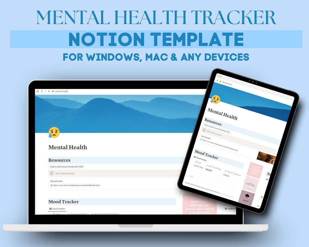 Mental Health Notion Template Digital Planner 2023 Self Etsy