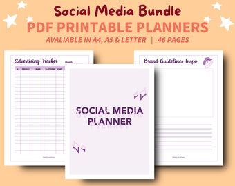 Purple Social Media Printable Planner | Branding Kit | Content Planner | Social Media Planner | Content Calendar | Content Creation Planner