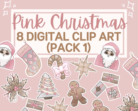 Pink Christmas Clipart PNG files | Christmas PNG instant download | Merry Christmas Clip art | Christmas Graphics | Christmas PNG files