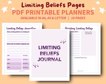 Purple Limiting Beliefs Journal Pages | Money Manifestations | Self Reflection | Manifest Journal | Shadow Work Journal | Law of Attraction