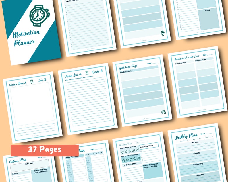 Motivation Printable Planner Vision Board Project Management Task ...