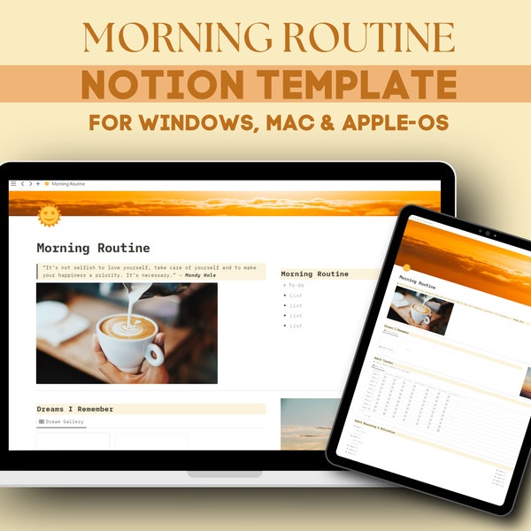 Miracle Morning Notion Template | Daily Routine | Notion Template 2023 | Notion Template Personal | Daily Routine Planner | Morning Journal