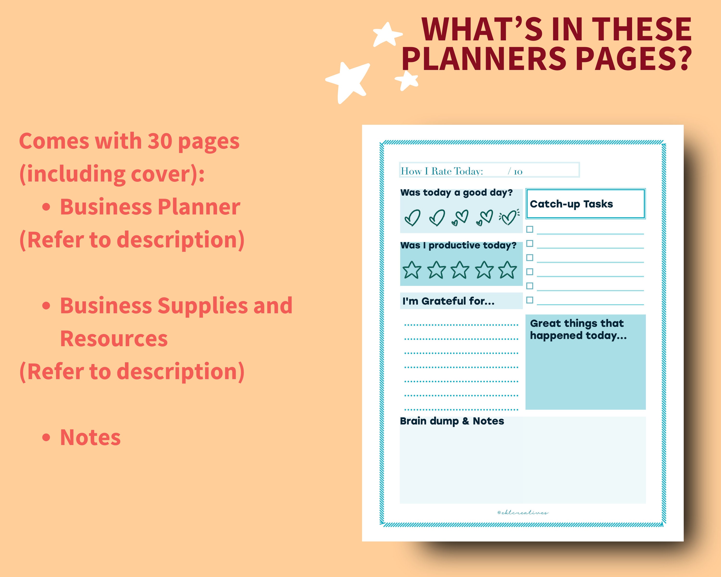 Business Printable Planner Pages Business Plan Content Planner Creative ...