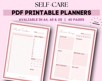 Self care planner printable | ultimate life planner printable | life planner printable |  printable self care planner | pink happy planner