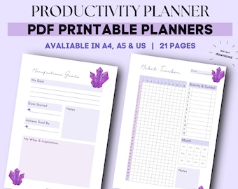 Indigo Productivity Planner | Productivity Planner For Life Printable | Productivity Planner Digital | Purple Productivity Planner Printable
