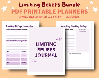 Purple Limiting Beliefs Journal Bundle | Guided Journal | Shadow Work Journal | Boss Lady | Therapy Journal | Manifesting Journal |Self Help