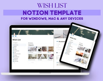 Wish List Notion Template | Grocery List Template | Notion Template 2023 | Notion Template Personal | Editable Grocery Shopping List