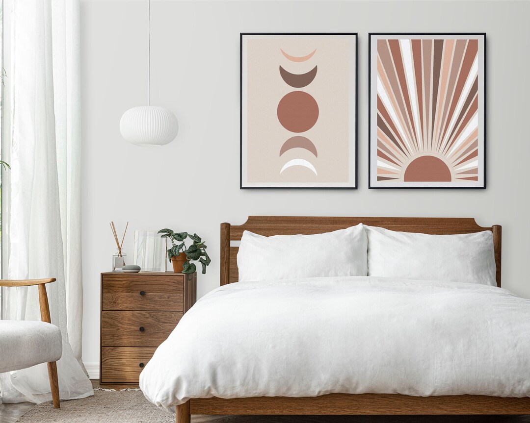 Boho Wall Art, Twopiece Wall Art, Sun and Moon Wall Art Etsy