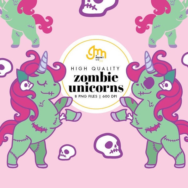 Zombie Unicorn Clipart, High Quality PNG, Zombie Unicorn PNG, Birthday Clipart, Halloween clipart,  | PN003A