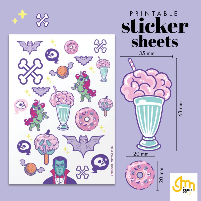 Halloween Sticker Sheet, Printable Sticker Sheet, Planner Sticker ...