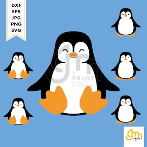 Penguin EPS, Penguin SVG, Penguin Clipart, Baby Shower SVG, Silhouette Cut Files, Cricut Cut Files, Penguin Cut File | VT004A