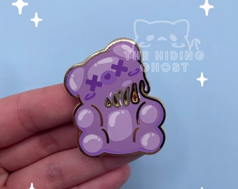 Purple Spooky Gummy Bear Enamel Pin | Spooky Pin | Kawaii Pin | Pastel Pin | Enamel Pin | Hard Enamel Pin | Skull Pin | Pastel Goth