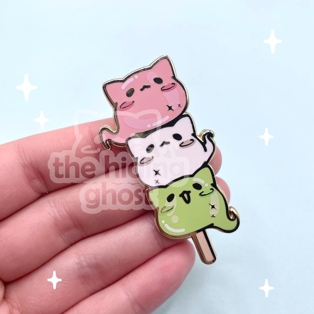 Dango Pin Cat Ghost Dango Enamel Pin | Spooky Pin | Kawaii Pin | Pastel Pin ...