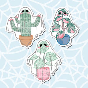 Pegatinas de plantas fantasma / Pegatinas kawaii / Pegatinas para computadora portátil / Pegatinas troqueladas / Pegatinas para botellas de agua / Pegatinas espeluznantes