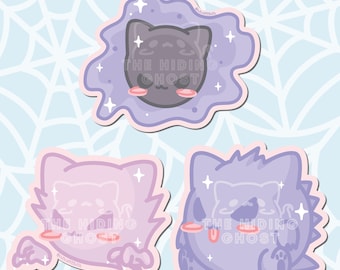 Ghost Poke Cat Stickers | Kawaii Sticker | Laptop Sticker | Die Cut Sticker | Water Bottle Sticker | Spooky Sticker