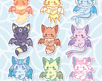 Bat Eevee-lutions Stickers | Kawaii Sticker | Laptop Sticker | Die Cut Sticker | Water Bottle Sticker | Spooky Sticker |