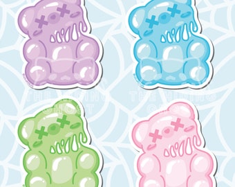 Spooky Gummy Bear Stickers | Kawaii Sticker | Laptop Sticker | Die Cut Sticker | Art | Water Bottle Sticker | Pastel Sticker