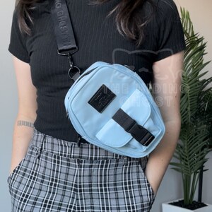 Coffin Crossbody Streetwear Fanny Pack Over the Shoulder Bag Blue/Black