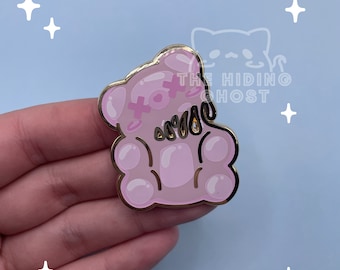 Pink Spooky Gummy Bear Enamel Pin | Spooky Pin | Kawaii Pin | Pastel Pin | Enamel Pin | Hard Enamel Pin | Skull Pin | Pastel Goth