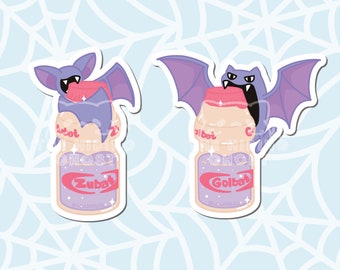 Zubat and Golbat Yakult Sticker | Kawaii Sticker | Laptop Sticker | Die Cut Sticker | Art | Water Bottle Sticker | Pastel Sticker |