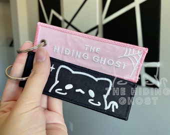 Cat Ghost Jet Tag Keychain | Kawaii Keychain | Jet Tag | Art | Pastel Keychain | Streetwear