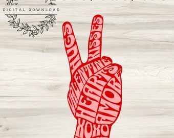 Valentine Peace Sign Hand Digital File