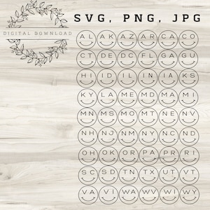 50+ State Abbreviated Smiley Faces