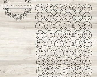 50+ State Abbreviated Smiley Faces
