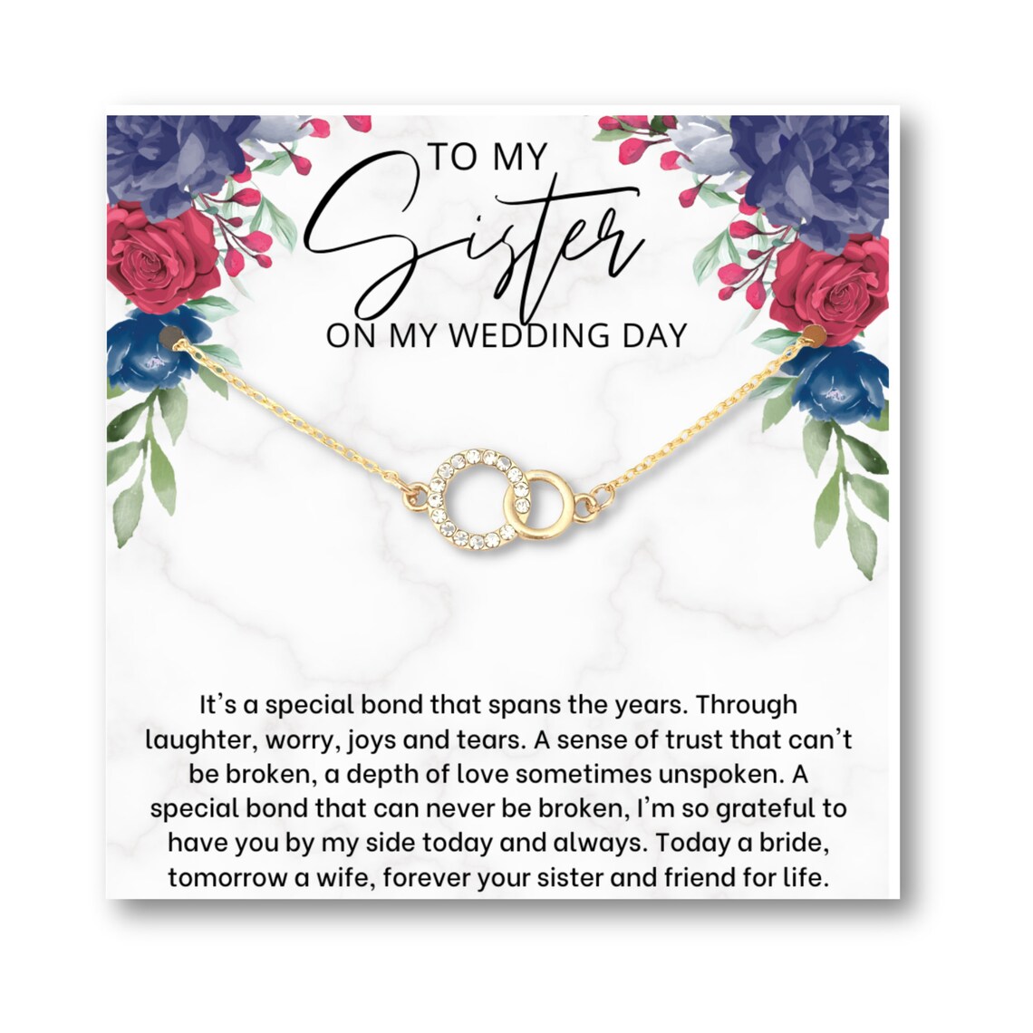 To My Sister on My Wedding Day Gift From Bride, Sister of the Bride ...