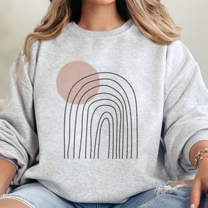 Boho Abstract Sweatshirt Boho Graphic Boho Women&#39;s Pullover Modern Boho Sweatshirt Abstract Boho Rainbow Crew Neck Sweatshirt Aesthetic