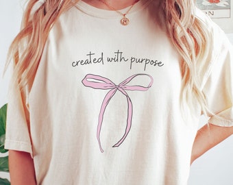 Camisetas cristianas rosas Merchandising cristiano Top coqueto con lazo rosa Camiseta con versículo bíblico Ropa religiosa basada en la fe Ropa de Jesús Bautismo de adultos